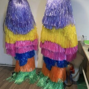 Modern Dance Tassel Costume Nightclub Stage Performance Holiday Dress Colorful Modern Dancing Tassel Stretching Spandex Costume