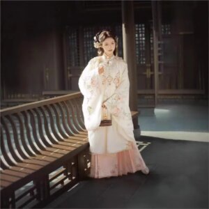New Hanfu female skirt heavy embroidery shoulder stand collar blouse set