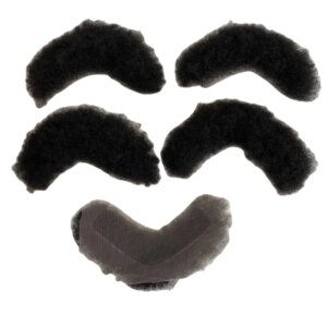 Burmese Remy Human Hair Replacement 4mm Root Afro Kinky Curl 4x15cm Lace Beards for Black Men