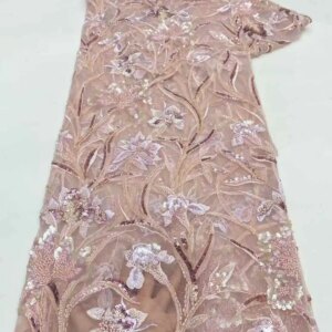 2025 New Design High Quality Sequins Lace Fabric French Lace 5 Yards With Beaded For Bridal Wedding Dress Luxury Evening Dresses