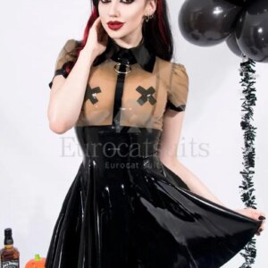 customizedeurocat women Latex Dress handmade natural rubber sexy skirt with Concealed zip at the back customized