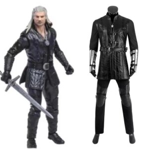 Game Geralt Cosplay Costume Adult Men Black High Quality Hunter Battle Suit Halloween Carnival Outfits
