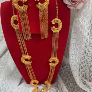 New European Dubai 24K Gold Plated Necklace Earrings Wedding Party Gift Jewelry Set for Lovers YY10626