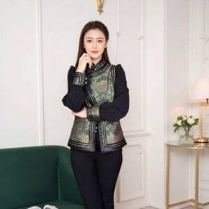 Mongolian Style Vest Spring and Autumn Long Sleeve Shirt Satin Handmade Buttonhole Loop Ethnic Women’s Clothing