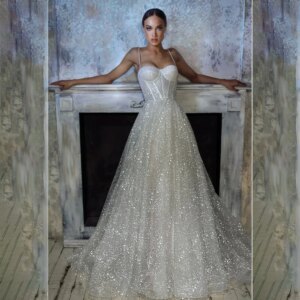 Shiny Spaghetti Straps Pleated Wedding Dress for Women Sequins A-line Court Wedding Bridal Gown with Pockets vestido de novia