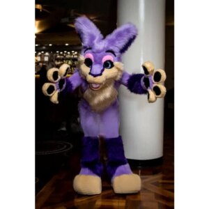 Canine Cat Fursuit Straight Leg Cosplay Props Suit Halloween Husky Mascot Costume Purple Handmade Long Furry Dog