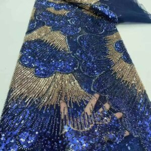 2025Latest Delicate Mixed Colors Elegant Best Quality Soft Beaded Tube Lace With Stones fabric For Party Evening Dress U_Ge9651