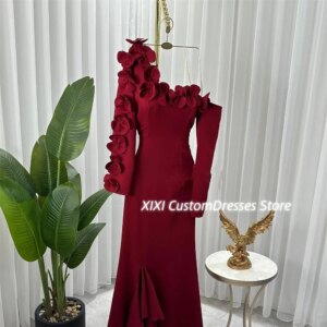 Customized فساتين سهرة Mermaid One-Shoulder Zipper Up Luxury Evening Dresses 2025 Flowers Floor-Length Elegant And Pretty Women