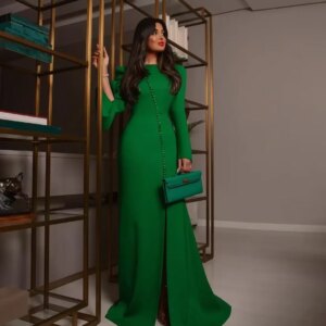 Customized Elegant Long Sleeves Floor-Length Prom Dress A-line custom-made Evening Dresses For Women 2025 Green Party Dress
