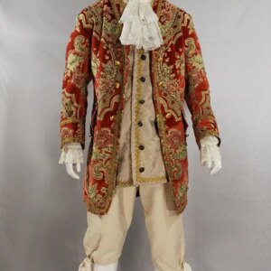 1770s Victorian Rococo Baroque British Gentleman Costume Red Embroidered Suit Royal Court Noble Prince Ball Gown