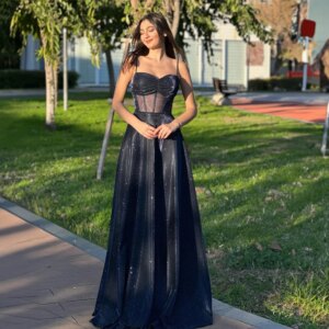 Shiny Sequins Spaghetti Straps Pleated Prom Dress for Women A-line Tulle Court Backless Party Evening Gown robe de mariée