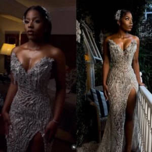 Luxury Prom Dresses Black Girls 2025 Crystal Sheer Neck Sequin Mermaid Split Party Dress African Evening Gowns Customized