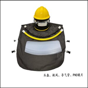 Helmet with lamp, sandblasting suit, protective cap, oxygen supply safety