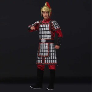 Ancient China Costume General Silver Armor TV Movie Drama Battle Robe Men Head Wear Helmet + Armor Antique Photography Uniform