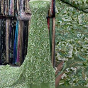 French Luxury Beaded Sequins Lace Fabric High Quality Mesh Tulle African Lace Nigerian Wedding Dress for Women TS2837