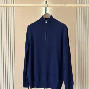 Autumn Winter Men’s Pure Cashmere Sweater Half Zipper Turtleneck Long Sleeve Casual Fashion Knitted Pullover