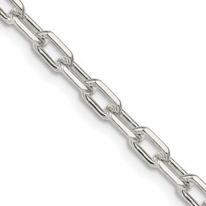 Amore La Vita Sterling Silver Rhodiumplated Polished 4.3mm Diamondcut 7 inch Open Link Cable with Lobster Clasp Charm Bracelet