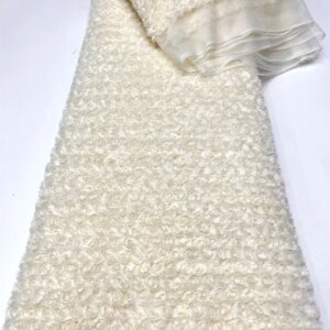 White African Beaded Lace Fabric 2024 High Quality French Luxury Beads Nigerian Sequins Tulle Lace Fabric for Wedding Dress