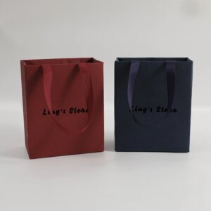 100Pcs Custom Logo Exquisite Texture Jewelry Packaging Handle Bag Perfume Cosmetic Headset Phone Case Keychain Organizer Pouches