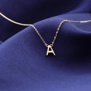 Provence DIY Initial Letter Pendant Necklace 14K Solid Gold  Minimalist NameInitial Letter Pendant Personalized