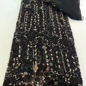 African Heavy Beaded 2025 High Quality Nigerian Sequins With Pearl Lace French Tulle Fabric For Party Dress Sewing Material