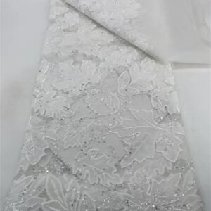 High-End Luxury French Embroidery chiffon Lace Fabric With stones 5 Yards African Lace Fabric Materiel for Party Dresses