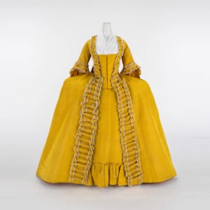 Queen Marie Antoinette Yellow Sack-Back Dress Georgian Victorian Royal Court Noble Rococo Ball Gown Robe a la Francaise