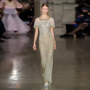 L31 Costomized Georges Hobeica Luxurious Blue Gold Beaded Short sleeves vestidos de fiesta فساتين سهره evening dresses