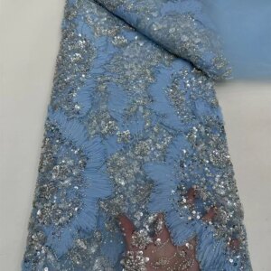 African Lace Fabric 2025 Sequin Beaded Embroidery Groom Nigerian Bridal High Quality French Tulle Lace Fabric For Wedding W523-1