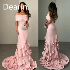Customized Evening Gown Women Formal Dearin Off-the-shoulder Sheath Floor Length Skirts Draped Bespoke Occasion Dresses Prom Dre