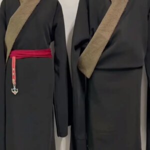 Tibetan Couple’s Autumn and Winter New Robe Thickened Ethnic Characteristics Popular Life Leisure