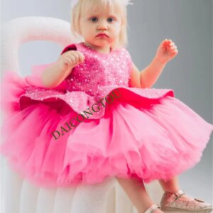 CustomizedFlower Girl Dress | Puffy Tulle Tiered Tutu with Big Bow | Christening Baptism Dress | Baby Toddler Girl (1-3 Years) |