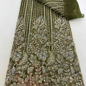Luxury African Heavy Beaded Lace Fabric 2025 High Quality Nigerian Sequin Lace French Tulle Fabric For Wedding Party Dress Sew