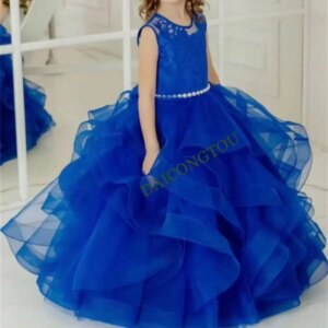 CustomizedNew Custom Flower Girl Dresses For Wedding Tulle Organza Long Length Princess Girls Birthday Party First Communion Gow