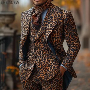 Sky01 Casual Long Sleeve Animal Jacket & Pant Two-piece Men’s Classic Leopard Color Print Suit Carnival Ball Suits Party CuWd01@