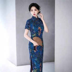 New cheongsam Chinese style elegant temperament long performance dress