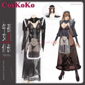 CosKoKo Maid Of The Night Cosplay Costume Sweet Sexy Black Maid Dress Uniform Women Halloween Party Role Play Clothing New