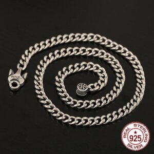 S925 Sterling Silver Necklace Simple and Fashionable Trendy Punk Personalized Sakura Long Chain