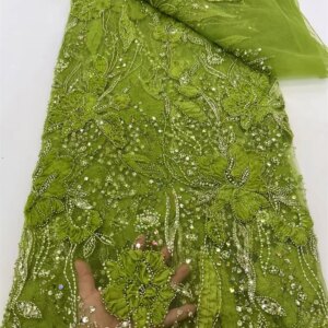 Luxury African Sequins Beaded Lace Fabric 2025 High Quality Groom Nigerian Wedding Bridal Embroidery French Tulle Sewing A941-1