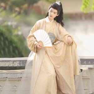 New Ming Han Chinese Clothing for Men Ancient Costume round Neck Gown Style Boys Robe Improved Super Spring and Summer