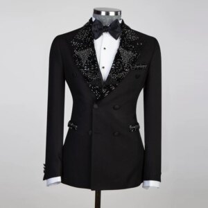 Luxury Diamond Beaded Stone Groom Wedding Tuxedo Customized 2-Piece Sets Suit Men Business Prom Blazer Slim Fit costumes homme