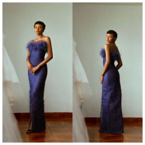 Customized  Temperament  Purple Chiffon Evening Dress Strapless Sleeveless Homecoming Dress Celebrity Gowns Zipper Back