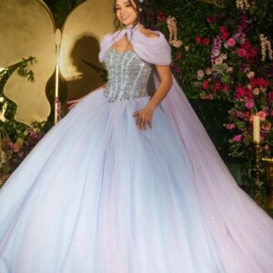Glitter Sky Blue Quinceanera Dress 2025 Mexican Beads Tull With Cape Sweet 16 Dress Vestidos 15 Para Xv Birthday Party Dresses