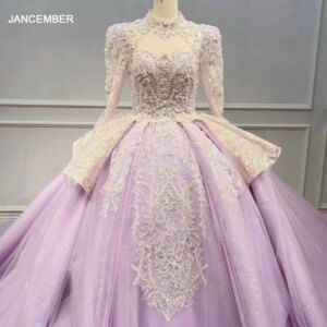 Classic Light Purple Quinceanera Dresses Sweet 16 Ball Gown 2024 Long Sleeves Beads Pageant Party Princess vestido de 15 años