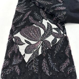 Latest African Sequins Lace Fabric 2025 High Quality Lace Embroidery Beaded Mesh Fabric 5 Yards For Women Wedding Party Dress Sh
