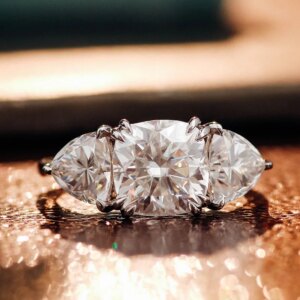 Provence 18K/14K/10K White Gold 3.2ct D Color VVS1 GRA Certified Oval Cut Blue Moissanite Ring For Women Customized Trendy Gift