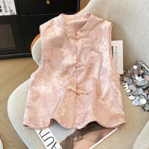 New Chinese style waistcoat thin standing collar light outside to wear coat