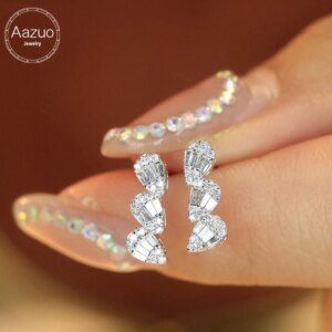 Aazuo Fine Jewelry 18K Solid White Gold Natrual Diamonds 0.30ct Waterdrop Office Stud Earrings Gifted For Women Birthday Party