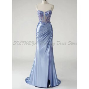 Classic Evening Dresses Women Mermaid Spaghetti Strap Sleeveless Floor Length Sweep Train High Quality Banquet Prom Gowns Simple