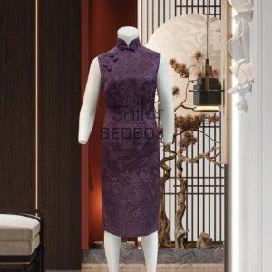 Retro purple Chinese style straight tube comfortable cheongsam custom clothing